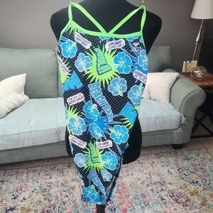 TYR Comicstrip Ringback One Piece Swimsuit NWT Size Large